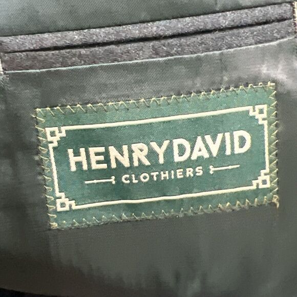 Henry David Clothiers 100% Wool Dark Green Blazer Men's Size 44? Green Patches - Picture 4 of 8